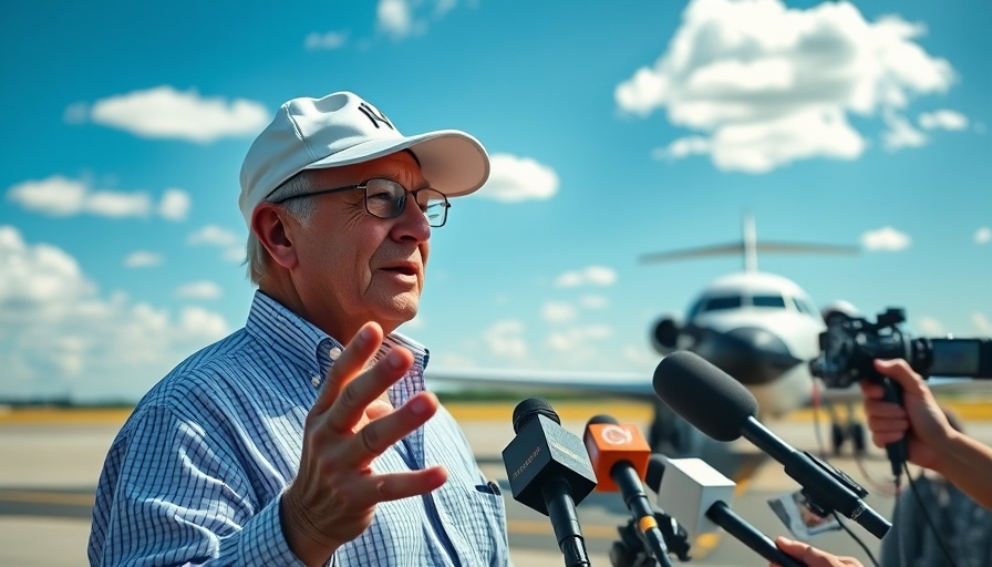 Man discusses delay on 50% tariff EU goods by an airplane.