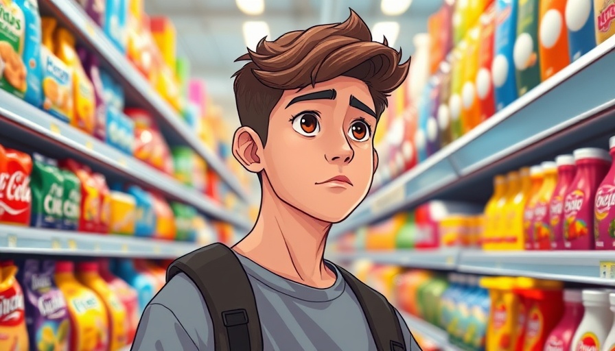 Thoughtful young man among store shelves, symbolizing Financial Freedom Choices.
