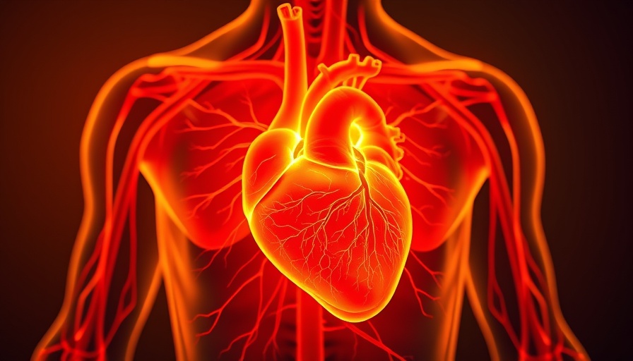 Anatomical heart illustration highlighting arteries for FDA Approval context.