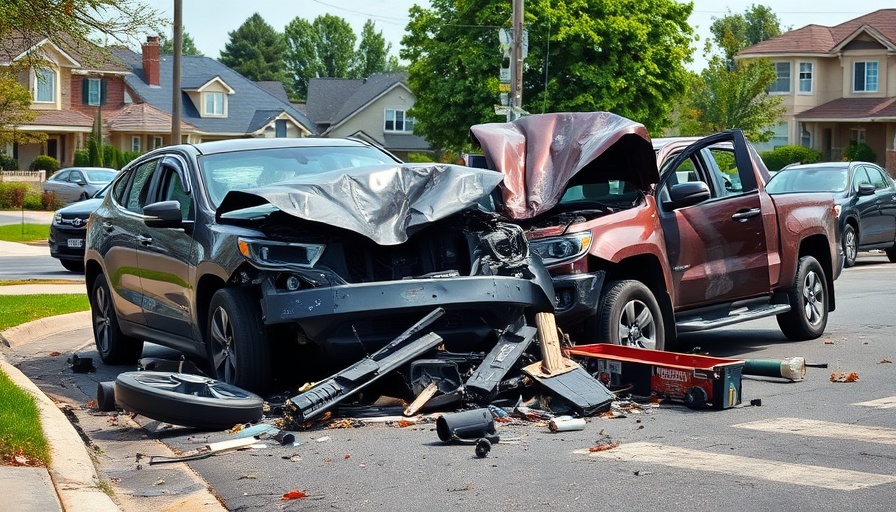 Mount Airy vehicle crash scene with two damaged cars.
