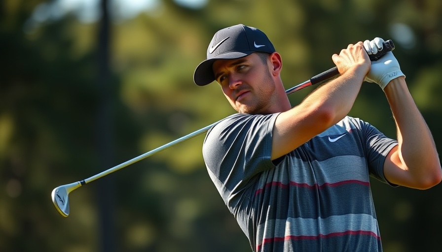 Golfer mid-swing during practice, focused stance, Will Zalatoris back surgery context.