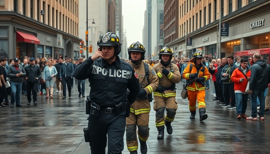 Police and firefighters amid crowd during Liverpool fans car incident.