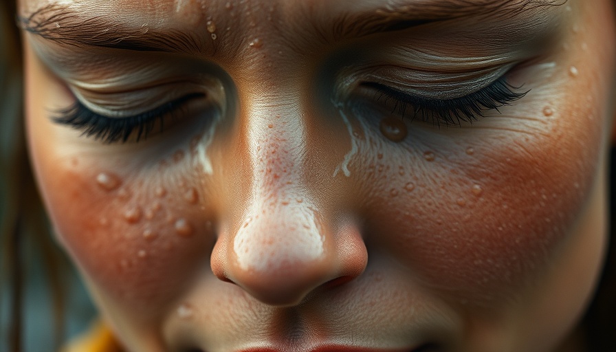 Close-up of woman with water droplets, showcasing sweat-proof makeup.