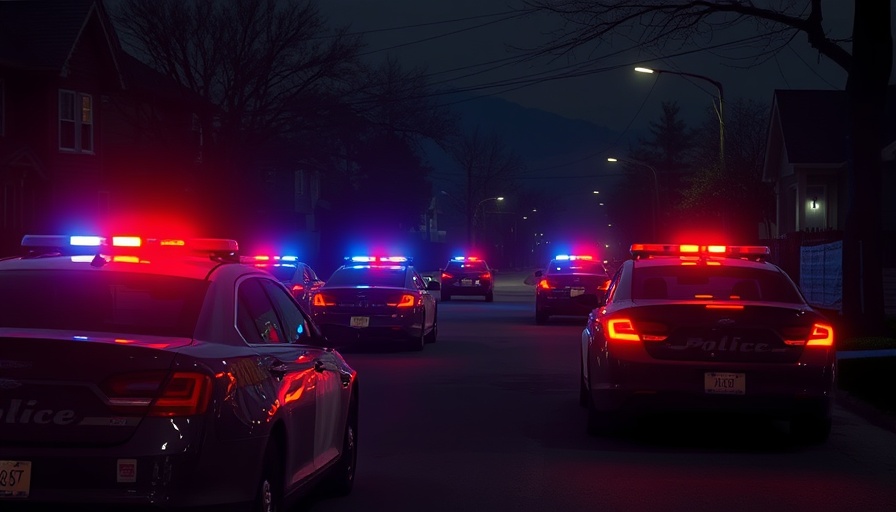 Police response to gun violence in urban area at night.