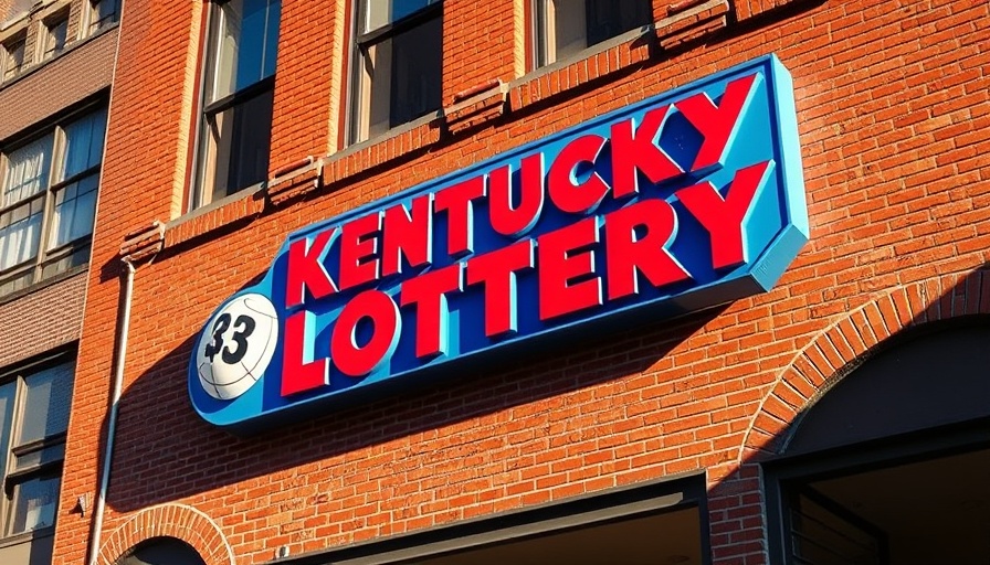 Kentucky Lottery sign on brick wall for Winning Lotto Ticket