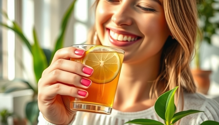 Woman holding tea and lemon for detoxing your mouth concept.
