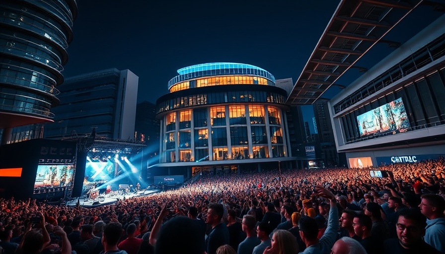Cincinnati Farmer Music Center concert venue with crowd and modern design.