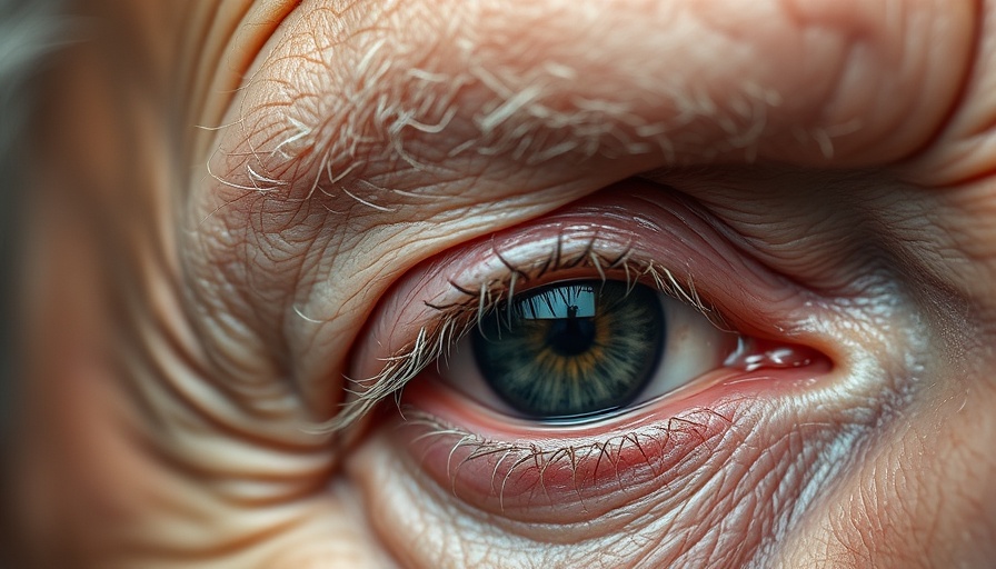 Close-up of aging eye highlighting retinal health and OCT biomarkers.