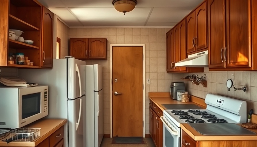 Outdated kitchen needing remodel with wooden cabinets.