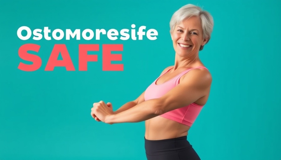 Osteoporosis-Safe Exercises: Woman demonstrating strength training against turquoise backdrop.