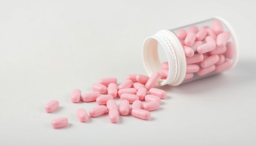 Pink tablets from open bottle, illustrating safe medicine disposal.