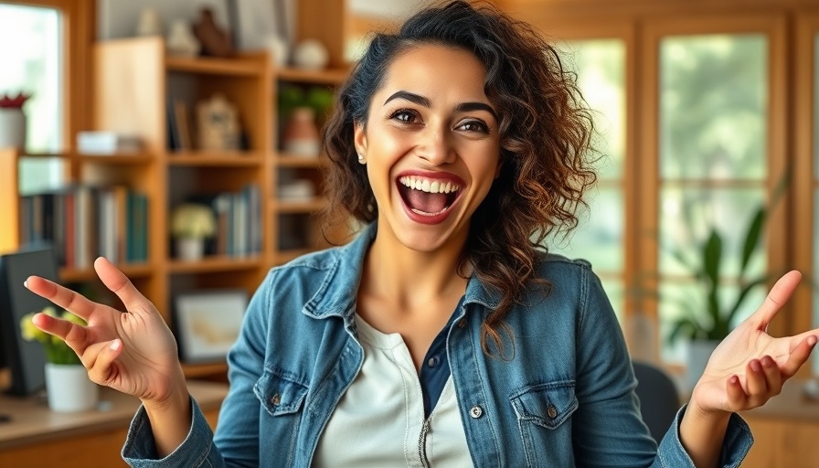 Energetic woman in home office during No Spend Month.