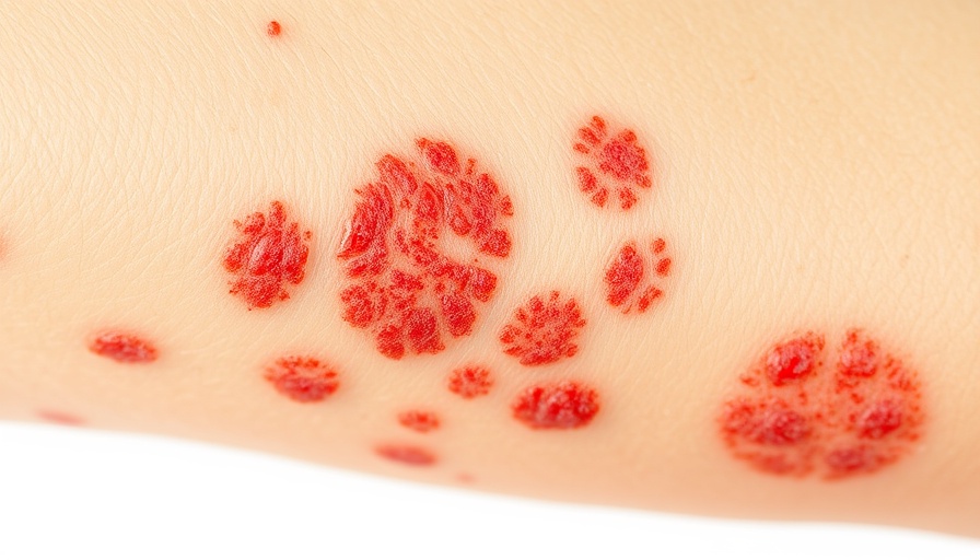 Psoriasis on skin highlighting condition linked to abdominal fat.