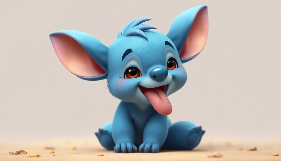 Lifelike animated Stitch with playful expression