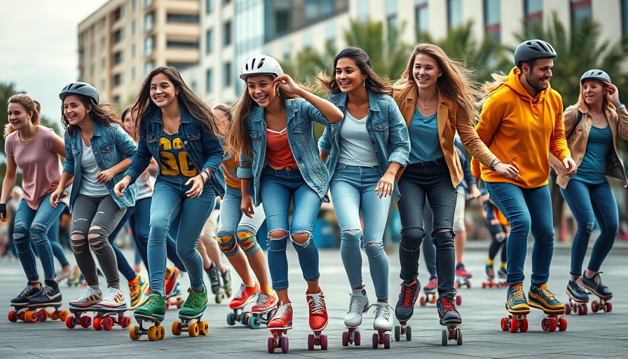 Teens enjoying free roller skating in Cincinnati.