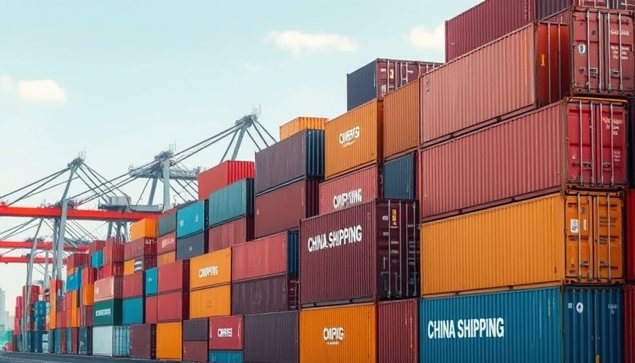 Stacked shipping containers depicting China US trade relations.