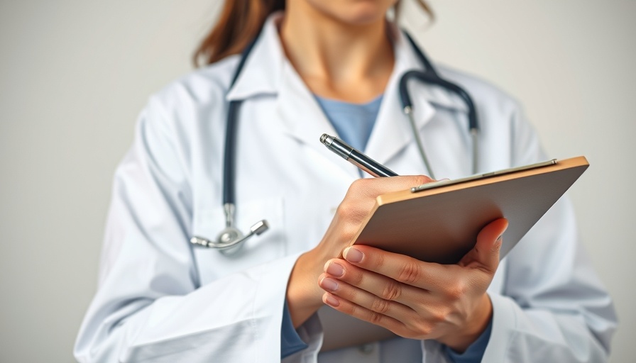 Healthcare professional writing notes related to Clinical Establishment Act.