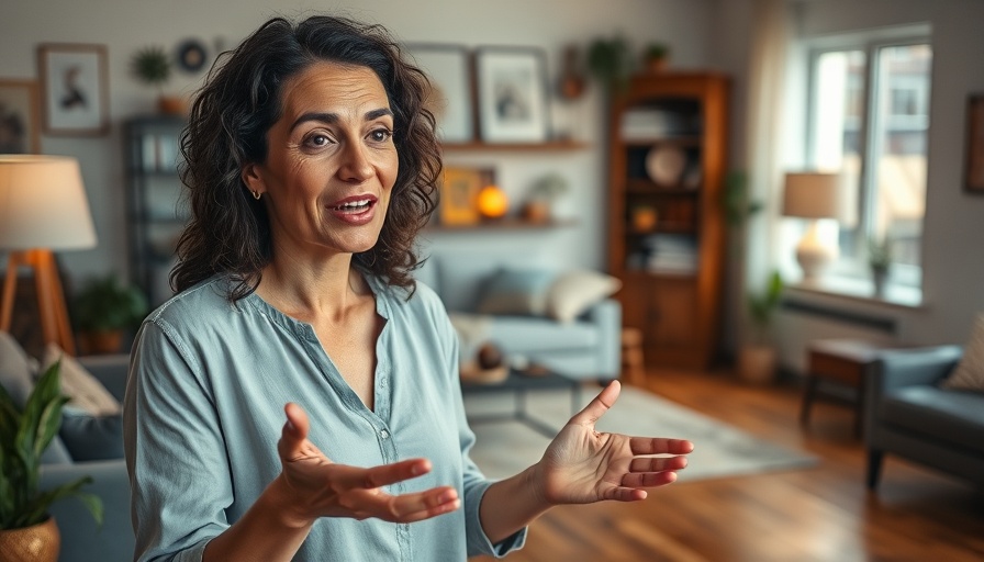 Woman discussing house flip budgeting in a cozy living room.