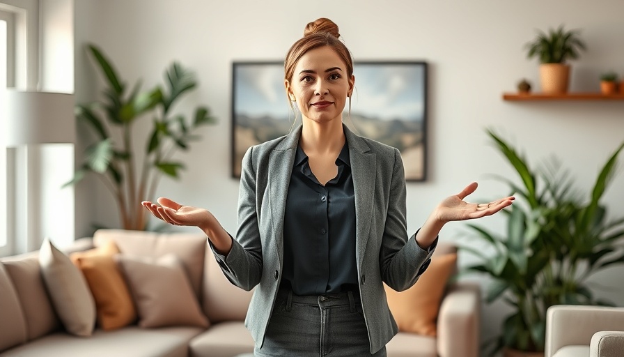 Focused woman discussing house flip deals in cozy living room.