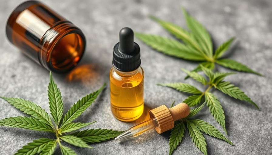 Cannabis products with dropper and leaves, highlighting growing cannabis use.
