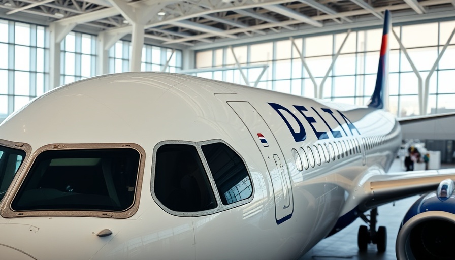 Close-up of a Delta airplane at CVG Airport.
