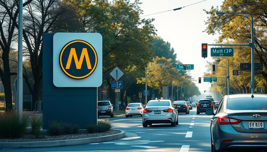 Meta sign with cars passing by on a sunny day
