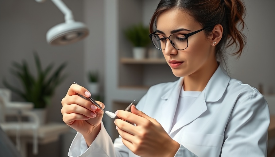 Female dentist adjusting tools in a modern clinic, flossing overrated concept.