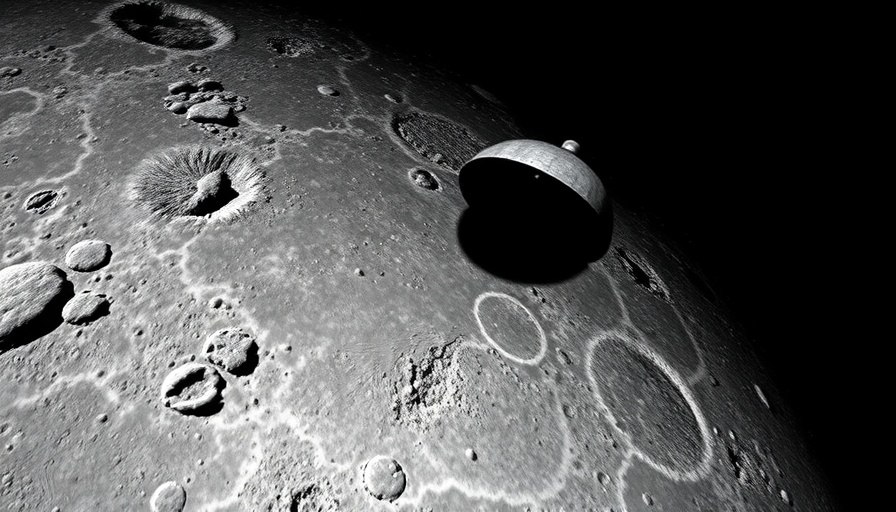 Japan lunar lander failure depicted with lunar surface and visible crater.