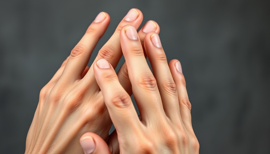 Hands massaging fingers for arthritis management tips, close-up view.