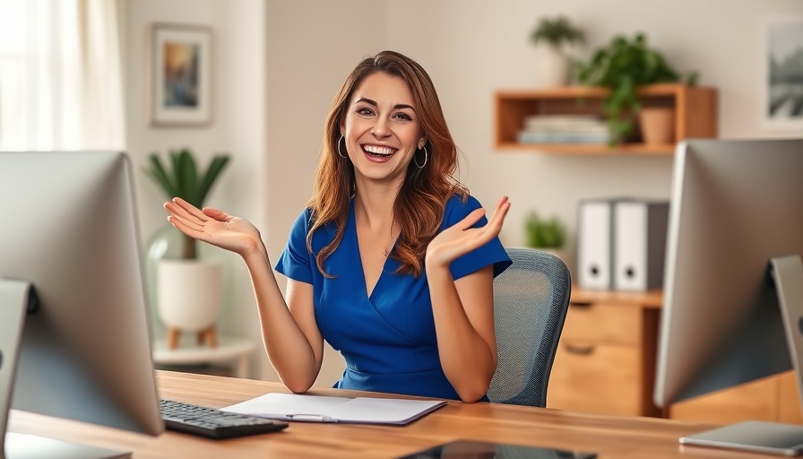 Cheerful woman discussing parental involvement in home buying at a desk.