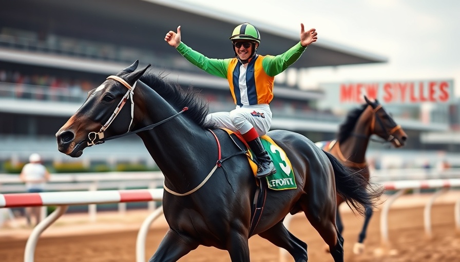 Belmont Stakes horse race results: jockey celebrating on winning horse.