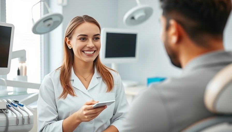 Dentist discussing fluoride's impact on pineal gland in dental office.
