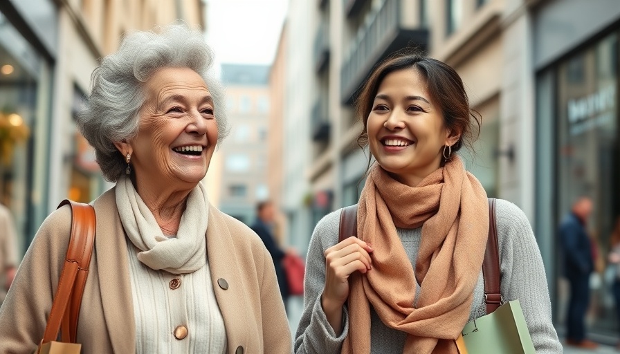 Smiling older and younger women shopping, Baby Boomers vs Gen X spending habits.