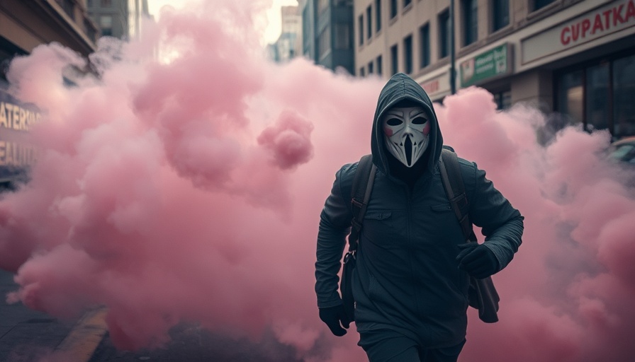 Protester runs through smoke in Trump National Guard immigration protests.
