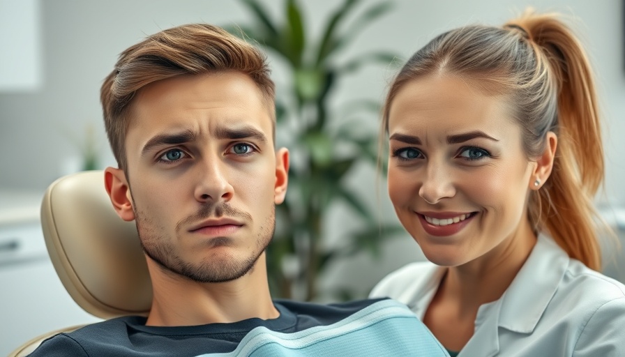 Dental hygienist uncertainly smiling at concerned patient in dental office.