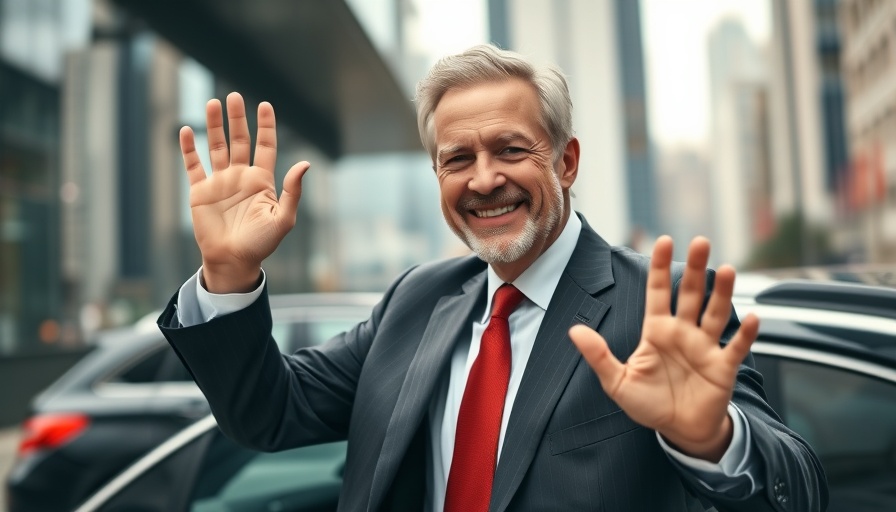 Mature businessman waving, US China framework deal trade war context