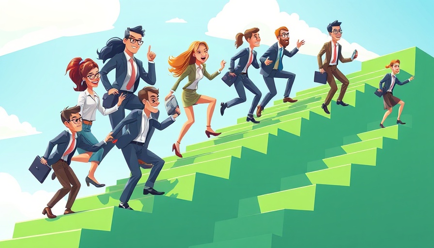 U.S. Optical Retailers Growth illustration of executives climbing stairs.