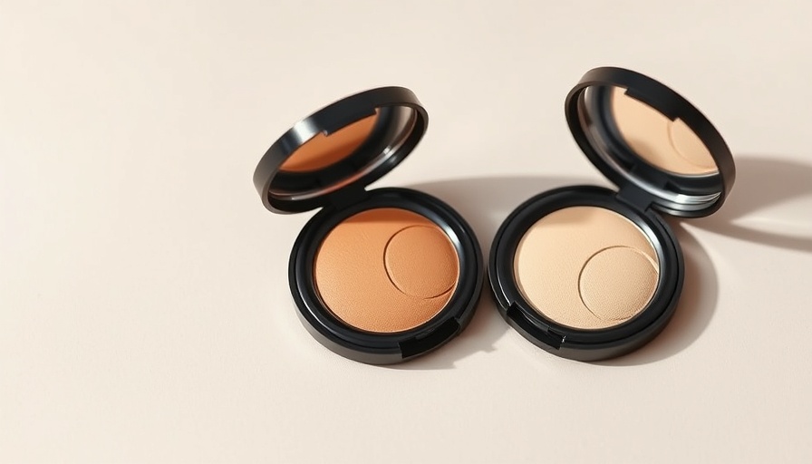 Elegant pressed powder compacts on a light background.