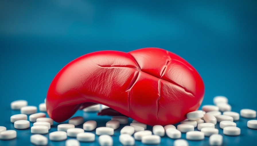 Dapagliflozin treatment symbolized with liver and pills.