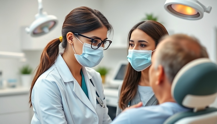 Professional dentist and patient discussing in modern dental office