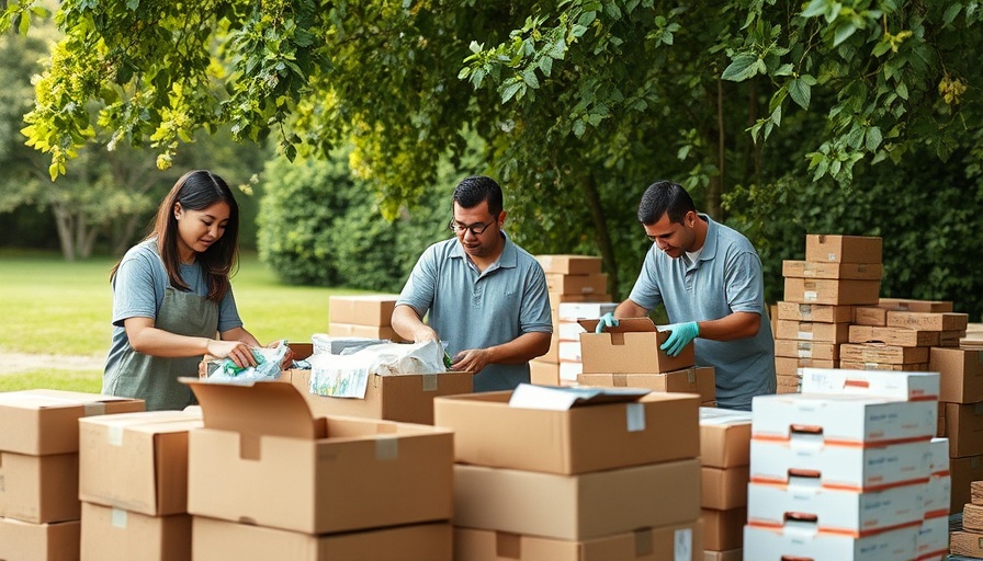 Volunteers sorting food donations at Ohio food bank outdoors.
