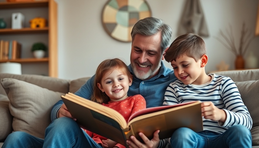 Stay-at-Home Dad Experiences: Dad reading to kids in a cozy living room.