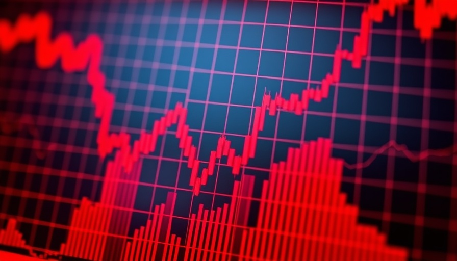 Stock market graph showing dramatic decline in red candlesticks.