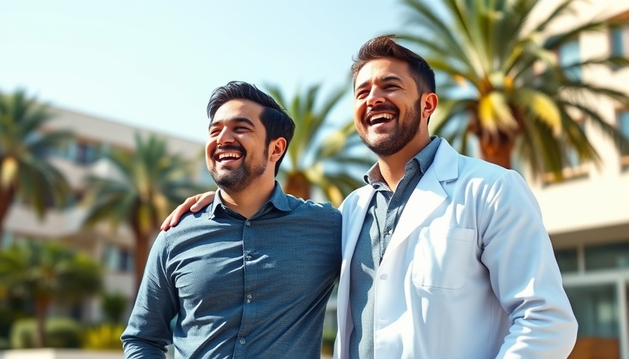 Two men smiling together, symbolizing optometry as a family tradition.