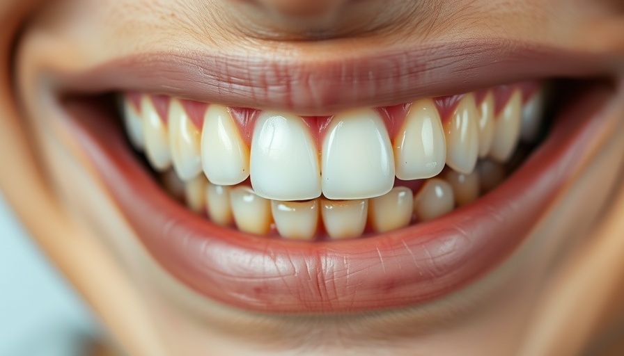 Close-up of yellowed teeth showing dental wear related to Sleep Bruxism and TMD Reoccurrence.