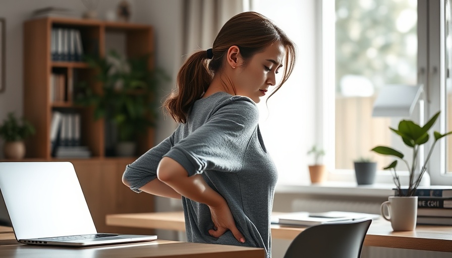 Woman with back pain at desk, a common overlooked cause of back pain.