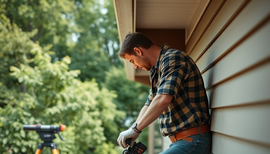 Man working on home improvement project outdoors