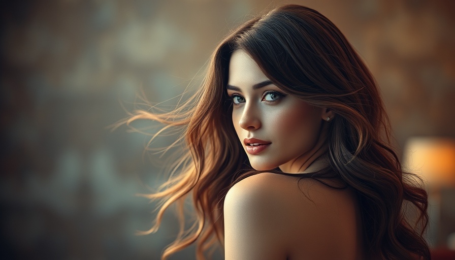 Elegant hairstyle with wavy hair, soft ambient lighting.