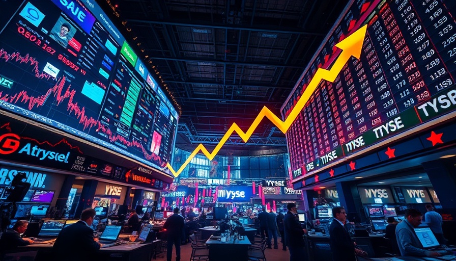 Stock market volatility illustrated with charts and arrows.