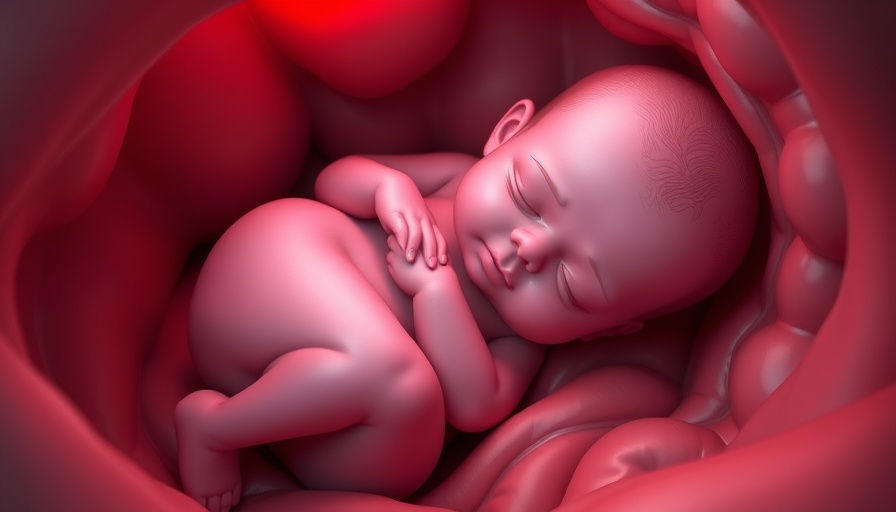 3D rendering of a fetus in the womb visualizing Doppler Technology.